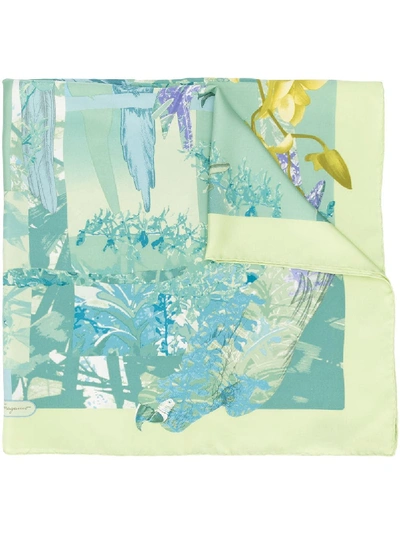 Pre-owned Ferragamo Floral Print Scarf In Green
