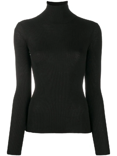 Shop Roberto Collina Long Sleeved Roll-neck Top In Black