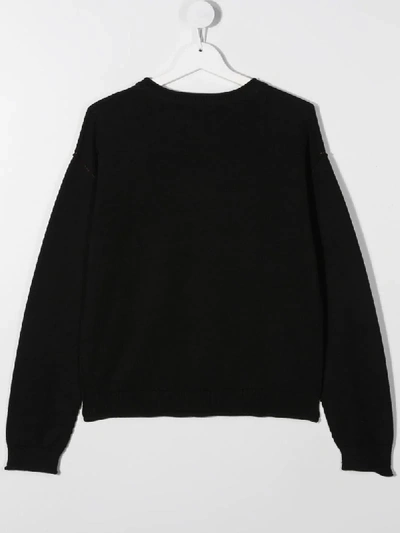 Shop Calvin Klein Long Sleeve Knitted Logo Jumper In Black