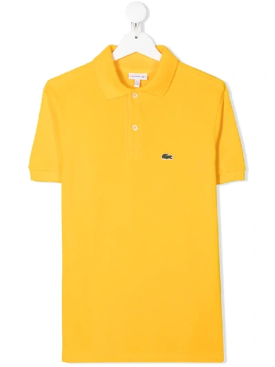 Shop Lacoste Teen Embroidered Logo Polo Shirt In Yellow