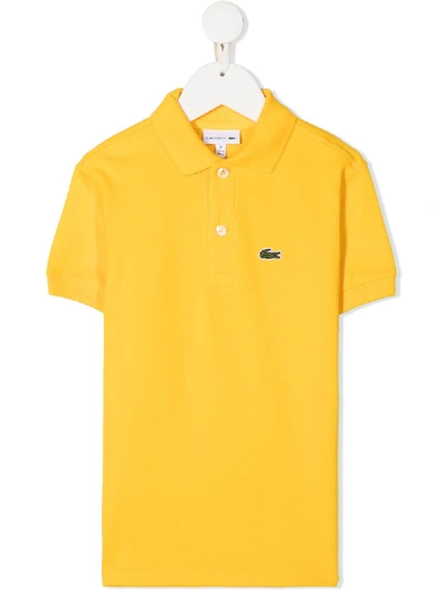 Shop Lacoste Embroidered Logo Polo Shirt In Yellow
