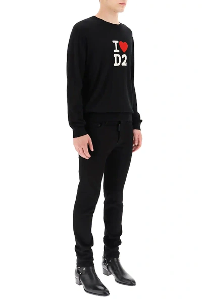 Shop Dsquared2 I Love D2 Inatsia Sweater In Black