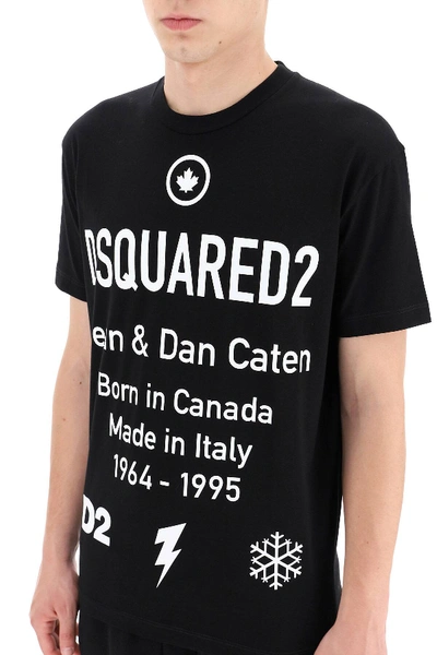Shop Dsquared2 Born In Canada T-shirt In Black,white