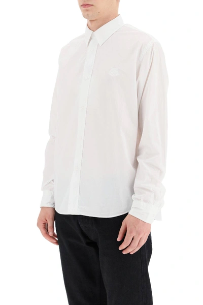 Shop Kenzo Shirt With Tiger Embroidery In White