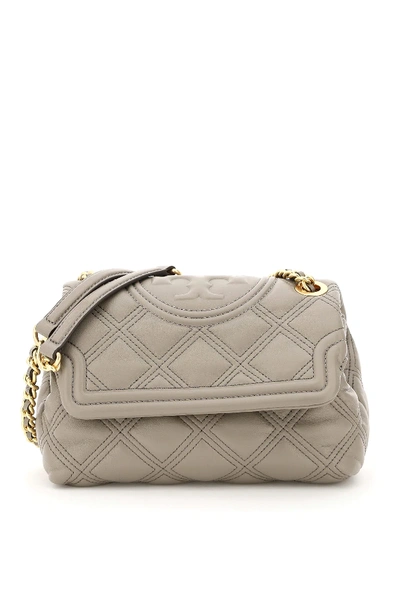 Shop Tory Burch Small Quilted Fleming Soft Bag In Grey,beige