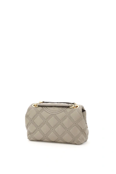 Shop Tory Burch Small Quilted Fleming Soft Bag In Grey,beige