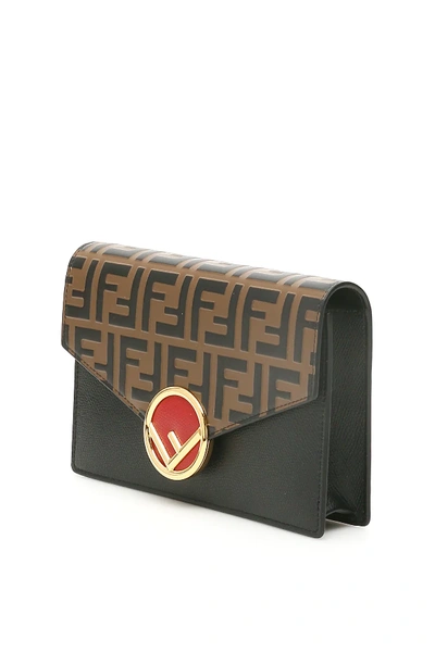 Shop Fendi Ff Wallet On Chain In Brown/black/red