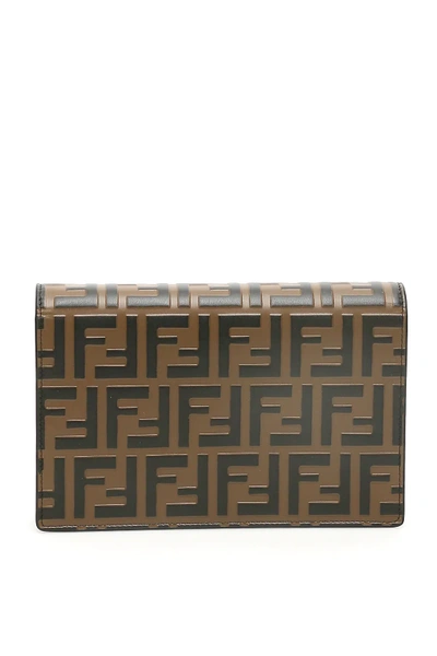 Shop Fendi Ff Wallet On Chain In Brown/black/red