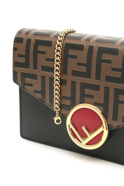 Shop Fendi Ff Wallet On Chain In Brown/black/red
