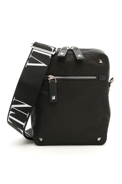 Shop Valentino Nylon Vltn Messenger Bag In Black,white