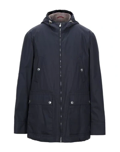 Shop Brunello Cucinelli Full-length Jacket In Dark Blue