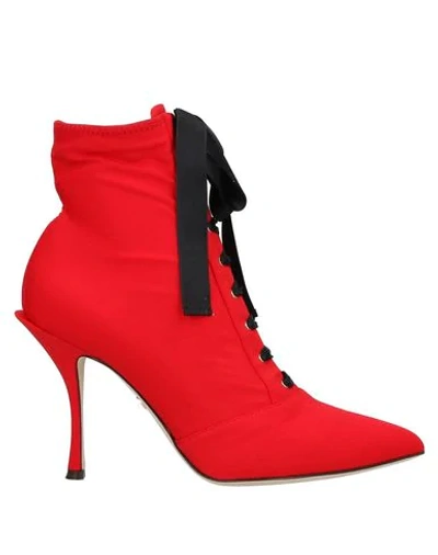 Shop Dolce & Gabbana Woman Ankle Boots Red Size 5.5 Textile Fibers