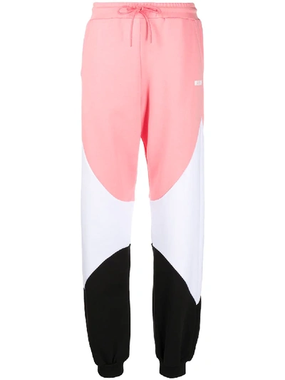 Shop Msgm Colour-block Trackpants In Pink