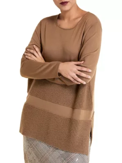 Shop Marina Rinaldi Antifona Merino Wool Sweater In Hazelnut
