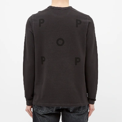 Shop Pop Trading Company Pop Trading Company Long Sleeve Pique Logo Tee In Grey