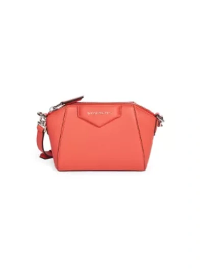 Shop Givenchy Women's Nano Antigona Leather Crossbody Bag In Coral