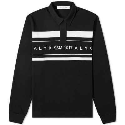 Shop Alyx 1017  9sm Long Sleeve Logo Striped Polo In Black