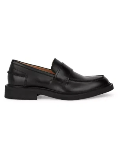 Shop Bottega Veneta Brushed Leather Loafers In Black