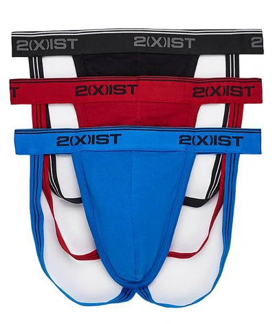 Shop 2(x)ist Stretch Cotton Jock Strap 3-pack In Scotts Red Pack