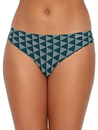 Shop Calvin Klein Printed Invisibles Thong In Pyamid Stripe