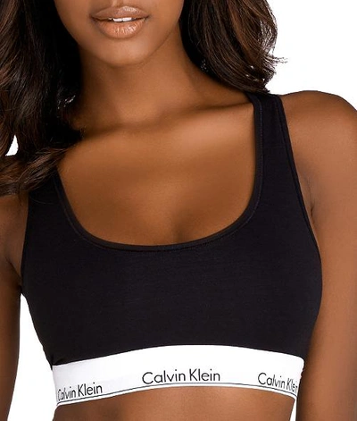 Shop Calvin Klein Modern Cotton Racerback Bralette In Black