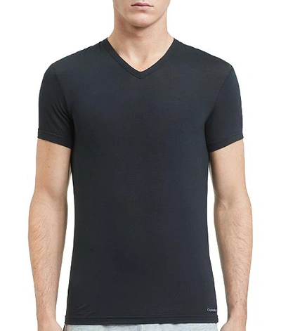 Shop Calvin Klein Ultra-soft Modal V-neck T-shirt In Black