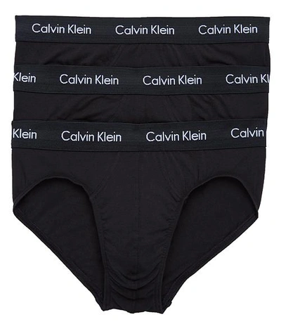 Shop Calvin Klein Cotton Stretch Hip Brief 3-pack In Black