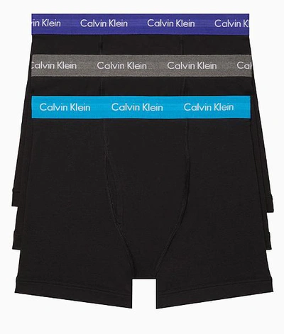 Shop Calvin Klein Cotton Stretch Boxer Brief 3-pack In Black Assorted Bands