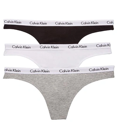 Shop Calvin Klein Carousel Thong 3-pack In Black,white,grey