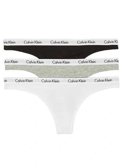 Shop Calvin Klein Carousel Thong 3-pack In White,grey,black