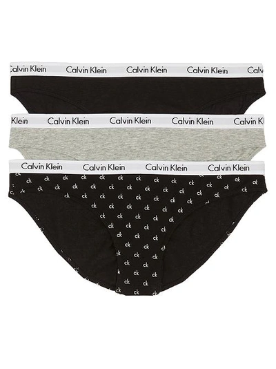 Shop Calvin Klein Carousel Bikini 3-pack In Grey,black,logo