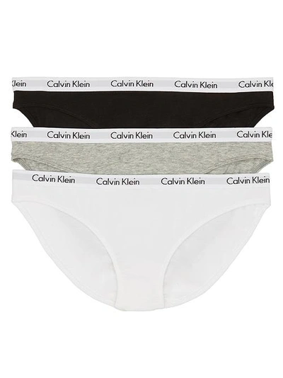 Shop Calvin Klein Carousel Bikini 3-pack In White,grey,black