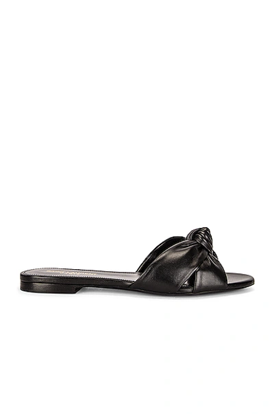Saint Laurent Woven Leather Sandal Slide In Nero