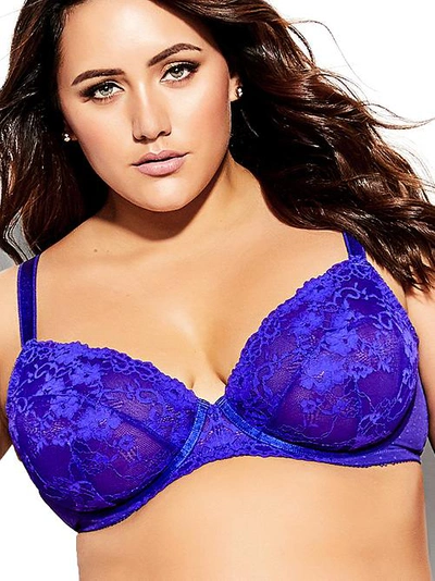 Shop City Chic Layla Lace Bra In Cobalt