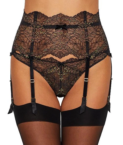 Shop Dita Von Teese Lurex Lace Garter Belt In Black