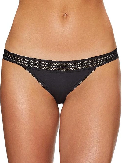 Shop Dkny Classic Cotton Lace Trim Bikini In Black