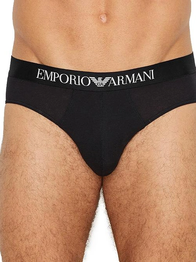 Shop Emporio Armani Stretch Cotton Hip Brief In Black