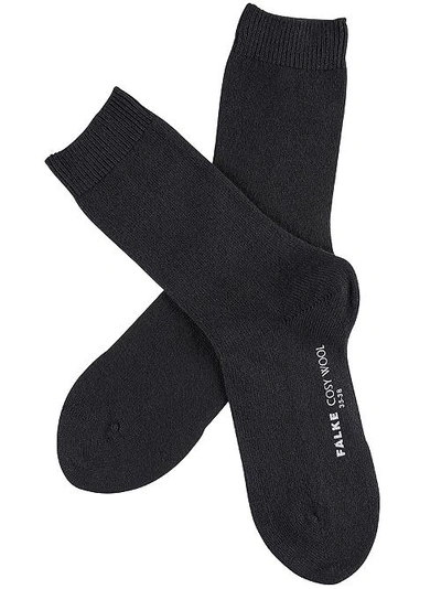 Shop Falke Cosy Wool Socks In Black