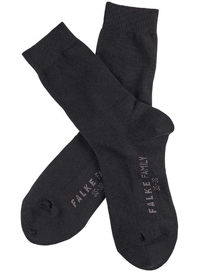 Shop Falke Family Cotton Crew Socks In Black