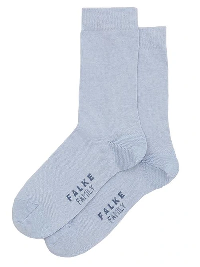 Shop Falke Family Cotton Crew Socks In Pastel Blue