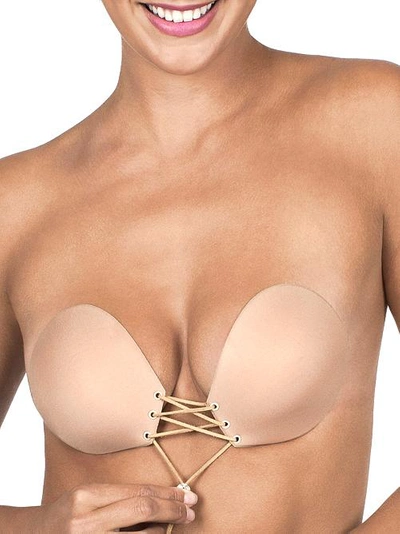 Shop Fashion Forms Lace-up Adhesive Bra In Nude