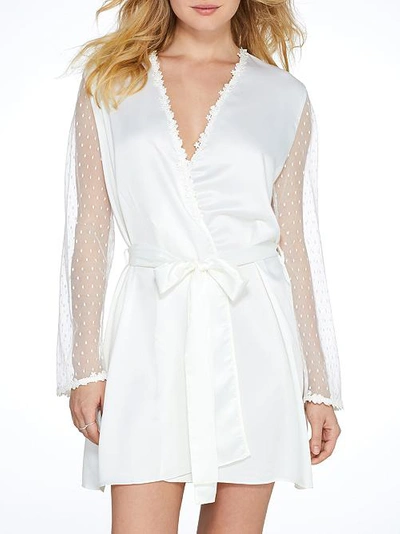 Shop Flora Nikrooz Showstopper Charmeuse Robe In Ivory