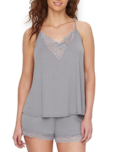 Shop Flora Nikrooz Floretta Knit Cami Tap Set In Metal Grey