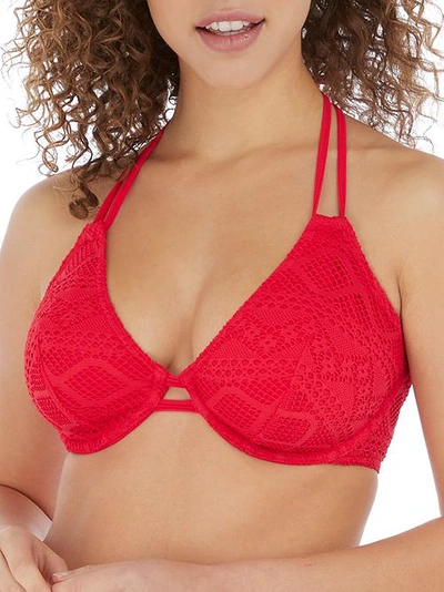 Shop Freya Sundance Halter Bikini Top In Red