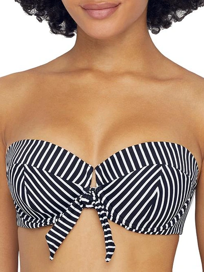 Shop Freya Beach Hut Bandeau Bikini Top In Black Stripe