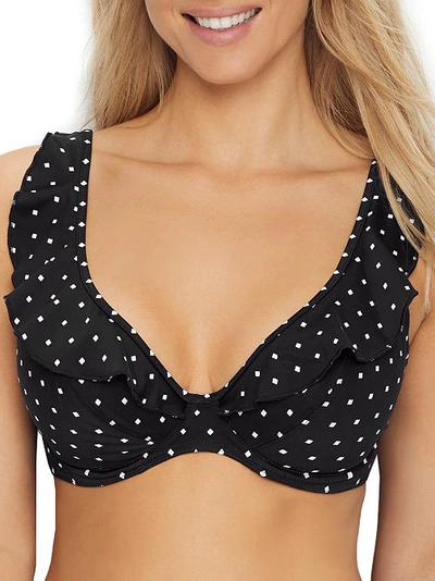 Shop Freya Jewel Cove Ruffled Bikini Top In Black