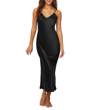 Shop Ginia Silk Long Gown In Black