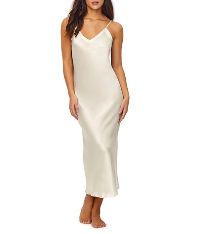 Shop Ginia Silk Long Gown In Creme