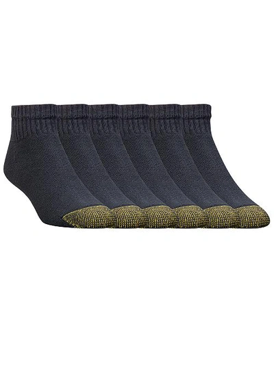 Shop Gold Toe Cotton Cushion Ankle Socks 6-pack In Black