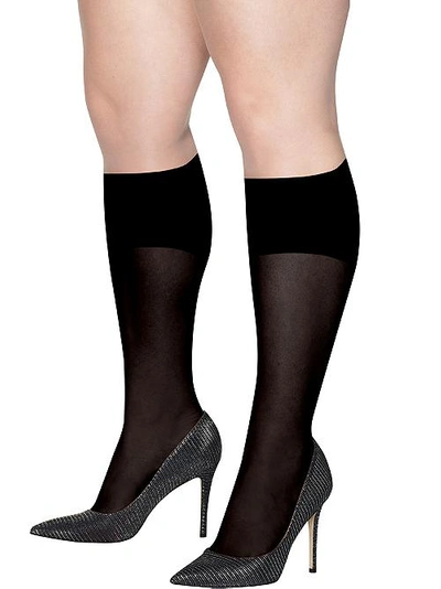 Shop Hanes Plus Size Curves Opaque Knee Highs In Black